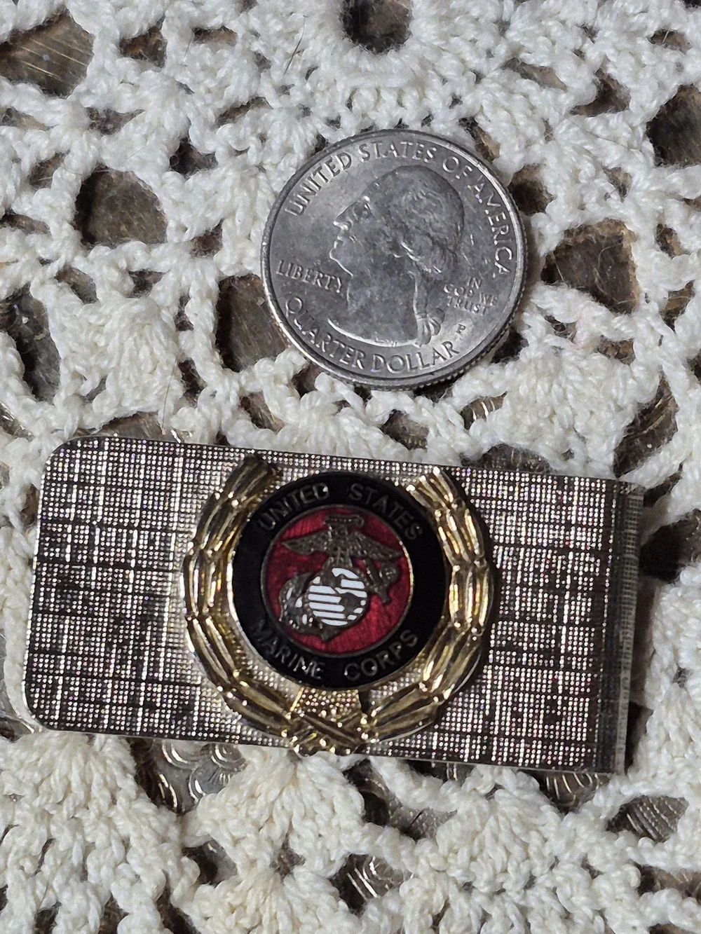 United States Marine Corps Silver & Gold Emblem Money Clip